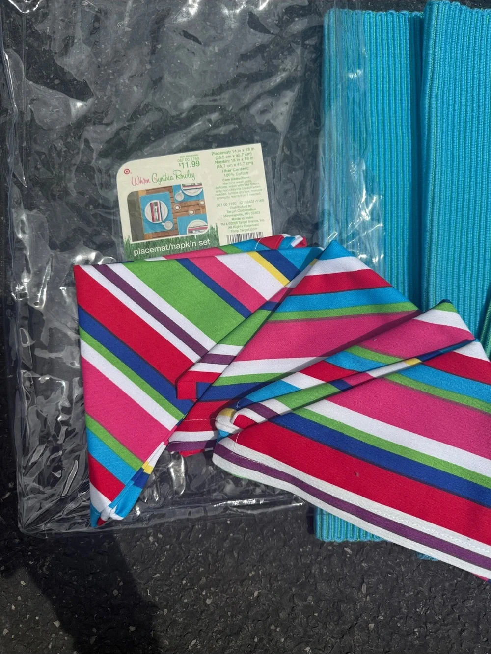 Target Bright Turquoise and Multicolor Striped Party Napkin Set